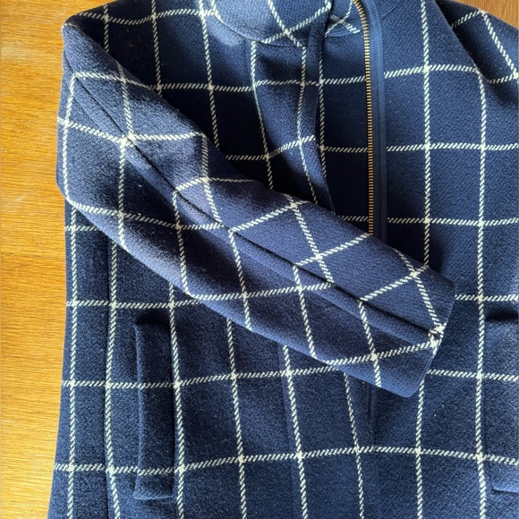 100% wool Funnel Neck Cocoon coat in windowpane check - Picture 7 of 8